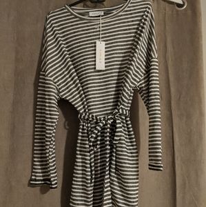 Striped dress with belt